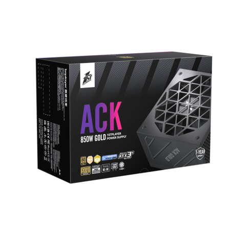 1STPLAYER ACK GOLD 850W, ATX 3.1, 80 PLUS Gold, PCIe 5.1, Black, HA-850BA2-BK