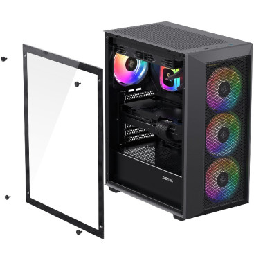 XASTRA A406 4ARGB, ATX, 4x120mm ARGB, Black, A406-4FC12A