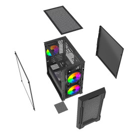 Powercase Mistral Micro X3B ARGB, mATX, 3x120mm ARGB, Black, CMMXB-A3