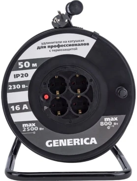 Удлинитель силовой IEK УК50 (WKP20-16-04-50-G) 3x1.5кв.мм 4розет. 50м ПВС 16A катушка
