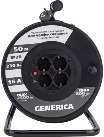 Удлинитель силовой IEK УК50 (WKP20-16-04-50-G) 3x1.5кв.мм 4розет. 50м ПВС 16A катушка