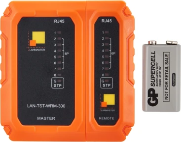 Тестер кабельный Lanmaster LAN-TST-WRM-300 оранжевый/черный