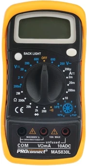 Мультиметр PROconnect MAS830L DT850L цифровой черный/желтый (13-3021)