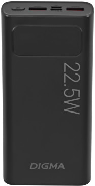 Мобильный аккумулятор Digma DGPF20A 20000mAh QC3.0/PD3.0 22.5W 3A 2xUSB-A/USB-C черный (DGPF20A22PBK)