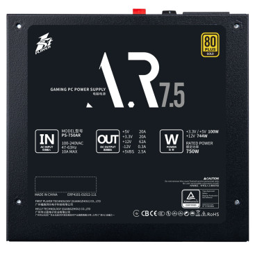 1STPLAYER AR 750W, ATX 2.4, 80 PLUS Gold, Black, PS-750AR
