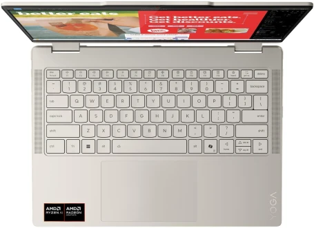 Ноутбук Lenovo Yoga 7 14AKP10 Ryzen AI 7 350 24Gb SSD1Tb AMD Radeon 860M 14" OLED Touch WUXGA (1920x1200) без ОС beige WiFi BT Cam (83JR0062RK)