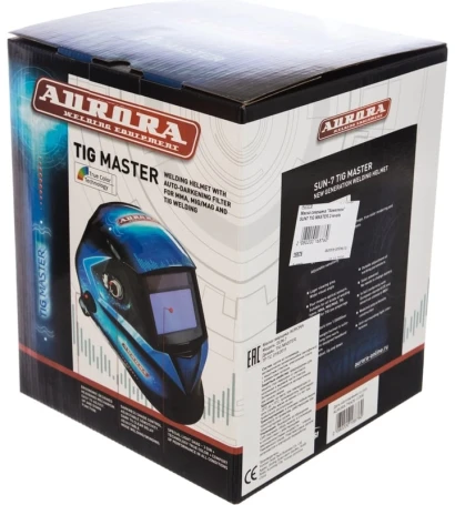 Маска сварщика Aurora SUN7 TIG MASTER 2-levels филь.:хамел. кл.:1/2/1/1 см.экр.99x55мм синий/черный (16876)