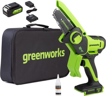 Цепная пила Greenworks G24MCS10 дл.шины:4"(10cm) 1аккум. 2Ач ЗУ (2008207UA)