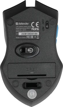 Defender Accura MM-275, беспроводная, 1600dpi, черный/синий
