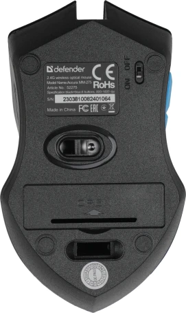 Defender Accura MM-275, беспроводная, 1600dpi, черный/синий