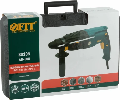 Перфоратор FIT AH-800 патрон:SDS-plus уд.:3Дж 800Вт (кейс в комплекте)