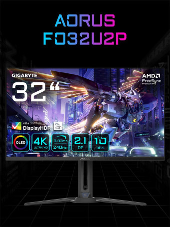 31.5" Gigabyte 4K AORUS FO32U2P-EK, черный