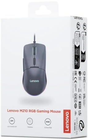 Lenovo M210 RGB Gaming, проводная, 8000dpi, черный